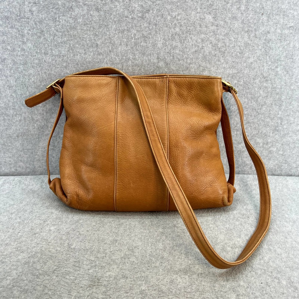 Vintage Tan Leather Crossbody Bag Purse-Brown-Distressed-90s-Y2K